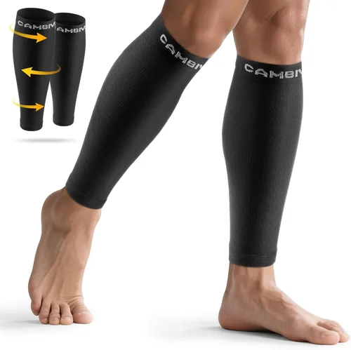 Vista 23 de CAMBIVO Mangas de compresión de pantorrilla para hombres y mujeres, calcetines sin pies para alivio del dolor de espinillas y piernas