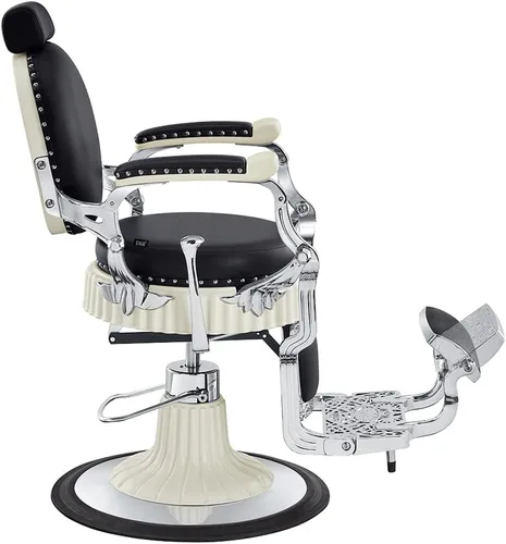 Vista 6 de Dir Silla de peluquero hidráulica resistente, sillas diseñadas antiguas de la peluquería Mikado-Black