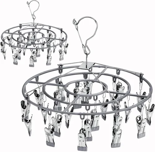 Vista 9 de PHYDELU Estante de secado para ropa con 24 clips, colgador de calcetines para secar, colgar ropa para secadora, ropa interior, perchas para ropa