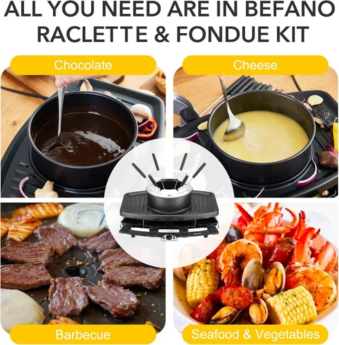 Vista 16 de Parrilla eléctrica de Raclette con el pote de la fondue, parrilla de mesa