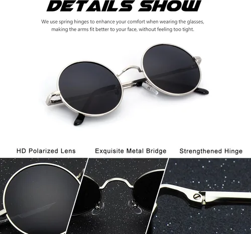 Vista 2 de CGID E01 Lennon - Gafas de sol polarizadas redondas unisex