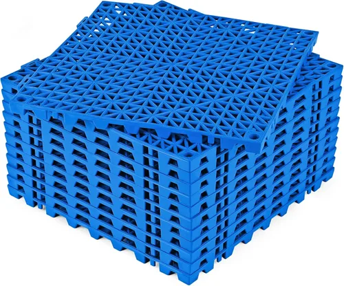 Vista 14 de ToLanbbt Cojín modular entrelazado 8P de 11.8 x 11.8 pulgadas, agujeros de drenaje de goma entrelazados antideslizantes para cubierta, ducha