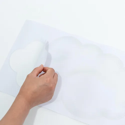 Vista 7 de Juego de calcomanías de pared de nubes de acuarela, calcomanías para guardería, habitación de bebé, sala de juegos, dormitorio, calcomanías de papel