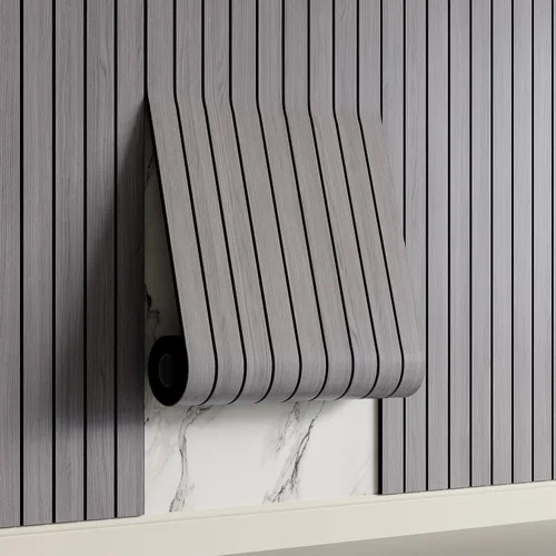 Vista 8 de Yutianli Panel de Pared de Listones de PVC Despegar y Pegar 118" x 15.7" Panel de Listones de Madera Falsa Grano de Madera de Roble Artificial