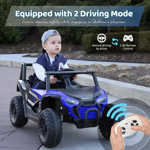 Vista 2 de Coche eléctrico de 12 V para niños, juguetes con control remoto, UTV para Azul