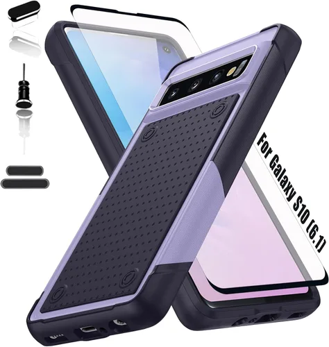 Vista 9 de Funda resistente para Samsung Galaxy S10 de 6.1 pulgadas, 4 esquinas con bolsas de aire [protección contra caídas de 12 pies], agarre texturizado