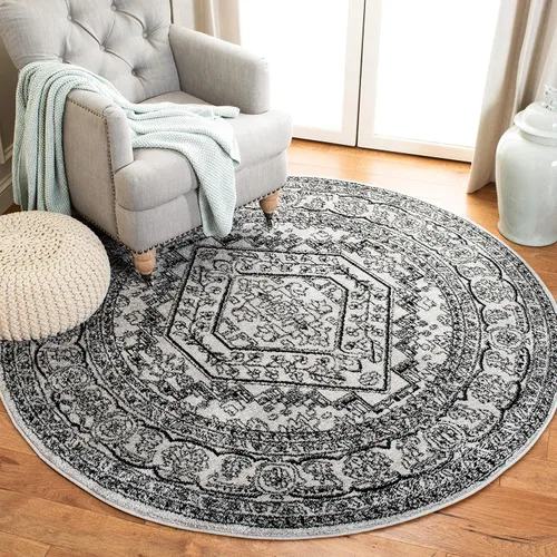 Vista 102 de SAFAVIEH ADR108B - Tapete de la colección Adirondack, 2 pies 1 pulgada x 6 pies, marfil y plateado, diseño de medallón oriental, no desprende