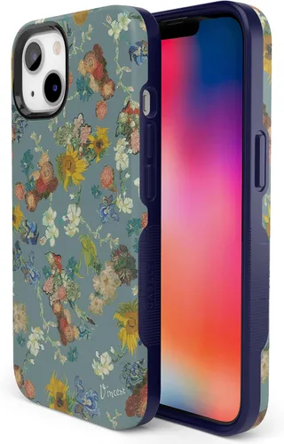 Vista 4 de Casely Funda para iPhone 14 Flores de Van Gogh 50 aniversario Compatible con MagSafe Funda para iPhone 14