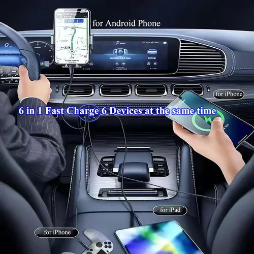 Vista 12 de Adaptador De Carga Súper Rápida USB C Para Coche Y Teléfono 6 En 1 Con Pantalla De Voltaje 250W Carga USB De Encendedor De Cigarrillos De Múltiples