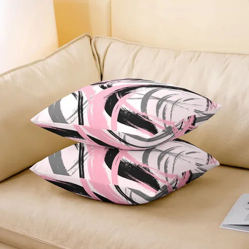 Vista 125 de Juego de 2 fundas de almohada abstractas de 16 x 16 pulgadas para niños, niñas, adolescentes, decoración de dormitorio, moderna a rayas, decoración
