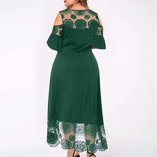 Vista 4 de MOBCTG Vestido indio para mujer, vestido de moda con costuras de encaje con volantes de manga corta sin tirantes, vestido de tubo sin tirantes