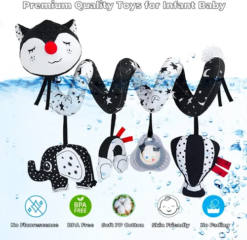 Vista 3 de Car Seat Toys for Infants 0-6 Months, High Contrast Baby Toys Black and White Hanging Baby Carseat Toys Stroller Toys 3-6 Months Newborn