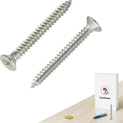 Vista 14 de Tornillos para madera, 120 tornillos Phillips de cabeza plana, tornillo de acero inoxidable 304 con kit de avellanado de madera ajustable (#4 x 1)