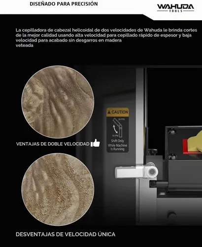 Vista 4 de Wahuda Tools Cepilladora de cabeza de corte en espiral de 13" con puntas de carburo de 4 lados (dos velocidades-nuevas)