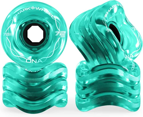 Vista 20 de Ruedas Shark Wheel de 72 mm para longboard de crucero, fórmula DNA, juego de 4 ruedas