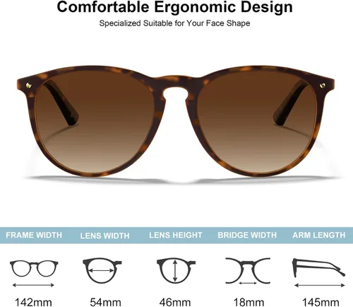 Vista 5 de CARFIA Gafas de sol de moda para mujer, polarizadas, protección UV, estilo clásico retro, CA5100