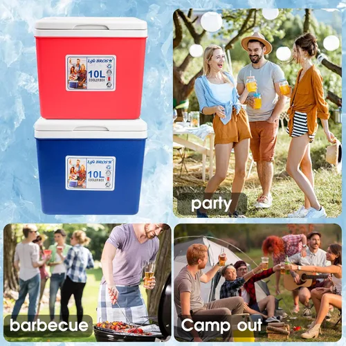 Vista 6 de Hielera portátil aislada de 11Qt 19Qt, caja de almuerzo con hielera a prueba de fugas, enfriadores duros con paquete de hielo extra para barbacoa