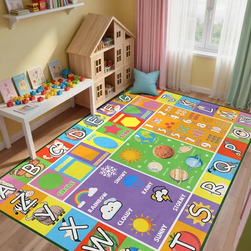 Vista 8 de Alfombra infantil ABC para sala de juegos, alfombra del alfabeto para dormitorio, educativa para aprender preescolar, alfombras para guardería