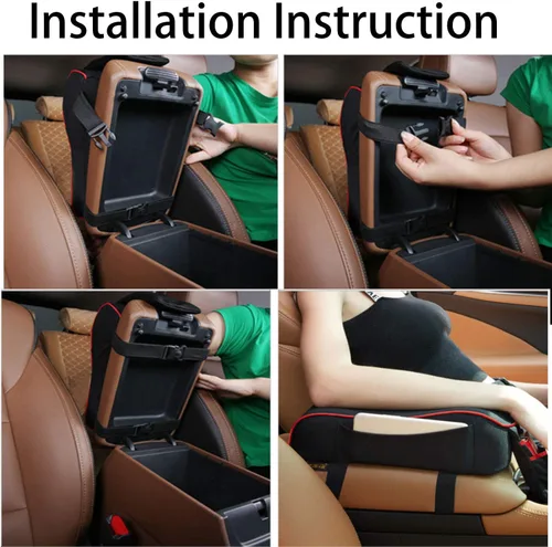 Vista 3 de Cojín para reposabrazos de automóvil, almohada para reposabrazos de consola central automática, consola de espuma viscoelástica con soporte
