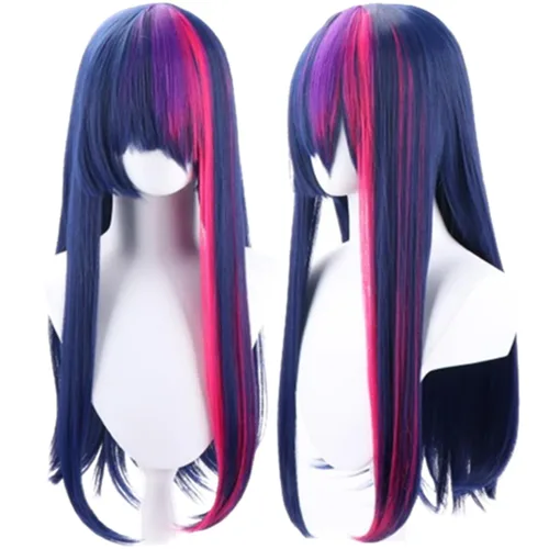Vista 14 de COSPLAZA Cosplay peluca larga recta plana explosión sintética anime pelo negro