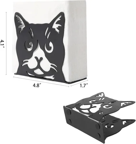Vista 3 de Servilletero para mesa, servilleteros de metal para cocina, comedor, granja, cóctel, picnic, bar, rústico, moderno soporte para todas las Gato