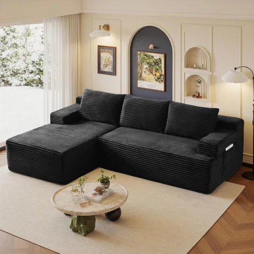 Vista 41 de Sofás seccionales de 105" para sala de estar, sofá cloud con forma de L tapizado, sofás modulares sin estructura rígida, sofá seccional moderno