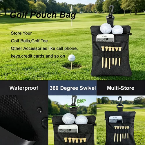 Vista 4 de Bolsa de tee de golf CORECISE, bolsa de bolas de golf con cierre, bolsa de accesorios para hombres