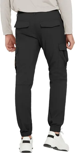 Vista 3 de PULI Pantalones de viaje ligeros para hombre, elásticos, elásticos, impermeables, de secado rápido, con bolsillos