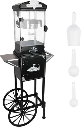 Vista 19 de Máquina para hacer palomitas de maíz, carrito profesional con hervidor de 6 onzas para hasta 25 tazas, máquina comercial vintage de acero Rojo
