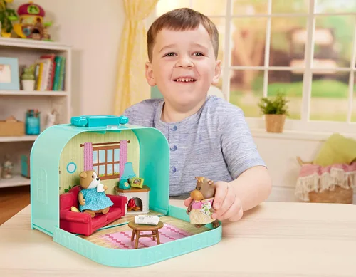 Vista 6 de Battat BATYJ Lil Woodzeez - Juego portátil - Muebles y figuras - Sofá chimenea y comida - Personajes de animales incluidos - Niños a partir de 3 años