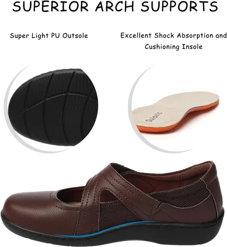 Vista 5 de Zapatos planos clásicos y cómodos Mary Jane para mujer, zapatos de vestir casuales a la moda, bonitos zapatos de vestir con puntera cerrada, ligeros