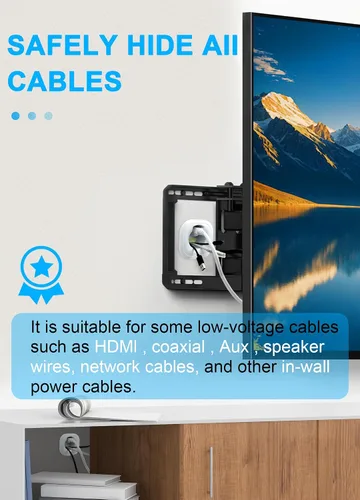 Vista 3 de Kit de gestión de cables de pared con accesorio de taladro de sierra perforadora - Incluye gestión de cables de alimentación y bajo voltaje