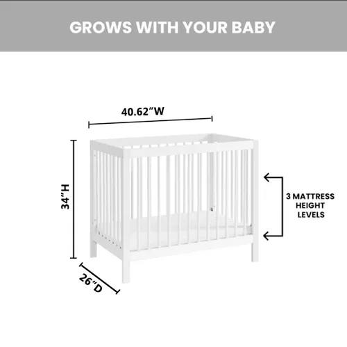 Vista 3 de Oxford Baby Essentials Island Mini cuna convertible 4 en 1 con husillos redondos, color blanco