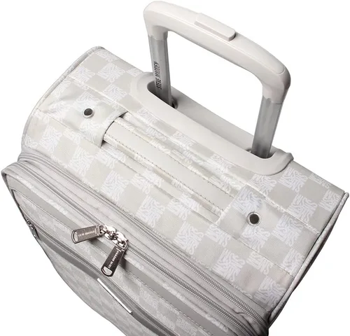 Vista 6 de Steve Madden Equipaje de diseñador, Chalet Gris Claro, Juego de maleta giratoria ligera expandible de 3 piezas - Juego de viaje