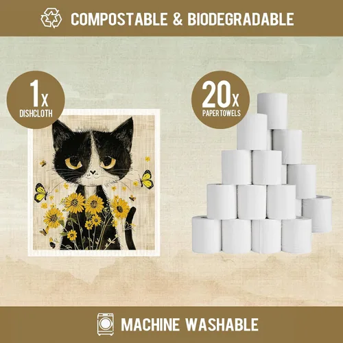 Vista 2 de Paños de cocina suecos para cocina, paños de esponja de celulosa, toallas de papel reutilizables que no rayan, trapos de cocina biodegradables