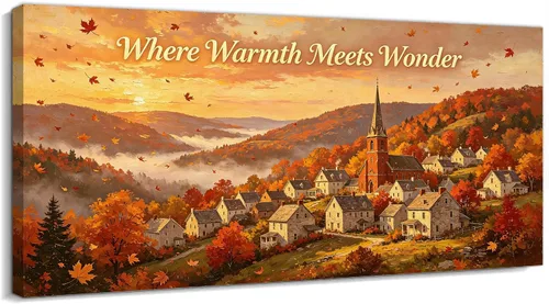 Vista 8 de TIMUBA Lienzo decorativo de pared de otoño de lago, citas de otoño Decoración de pared de otoño-01