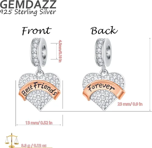 Vista 3 de GEMDAZZ Abalorio de plata de ley 925 para madre, padre, hija, hijo, hermana, nana, esposa, marido, abuela, amiga, madrina, hija, ahijada, cuentas