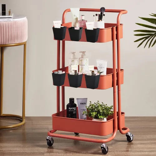 Vista 2 de 8 portavasos colgantes, accesorios de carrito rodante, accesorios de carrito utilitario para suministros de manualidades, cubos organizadores