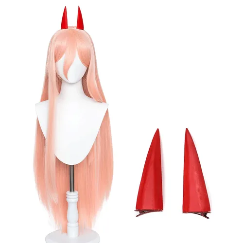 Vista 15 de Aicos Power Cosplay peluca larga naranja recta Cosplay pelucas con Poder naranja