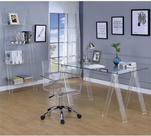 Vista 8 de Home Square Juego de 2 piezas con silla giratoria de oficina de acrílico y escritorio