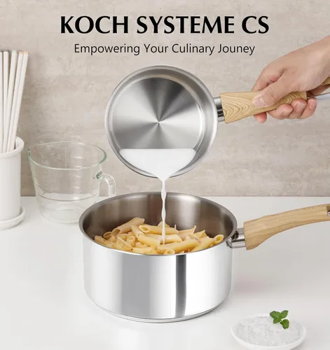 Vista 7 de KOCH SYSTEME CS Juego de cacerolas de acero inoxidable, 6 macetas de acero inoxidable 18/10 con tapas, 1 cuarto de galón, 2 cuartos de galón, 3