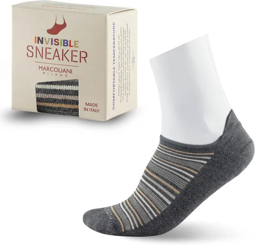 Vista 8 de Marcoliani Milano Calcetines de vestir para hombre - Invisible Sneaker MicroCushion Pima Cotton Torino Stripe