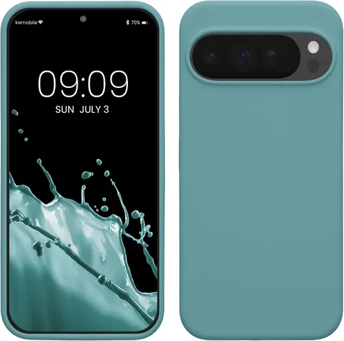 Vista 107 de kwmobile Funda Compatible con Google Pixel 6 Pro - Funda de teléfono de silicona TPU con acabado suave - Azul Arrecife