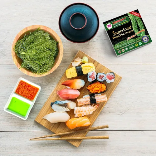 Vista 5 de LONGEVITY Uvas marinas deshidratadas, 1.4 onzas de (Paquete de 2), Caviar verde Umibudo, alga marina lato Mejora la salud, aumenta el sistema