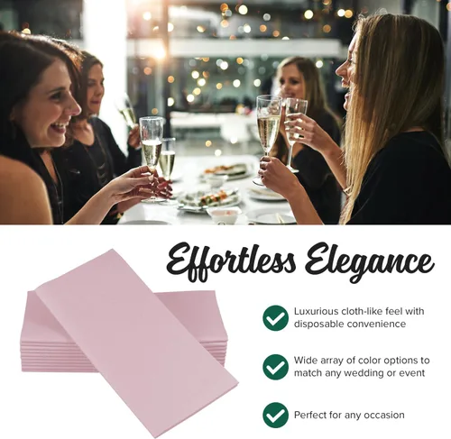 Vista 3 de SimuLinen Servilletas de Papel Desechables con Sensación de Lino Rosa Antiguo Rosa Empolvado – Servilletas de Cena de Boda Tipo Tela, Papel de Lujo