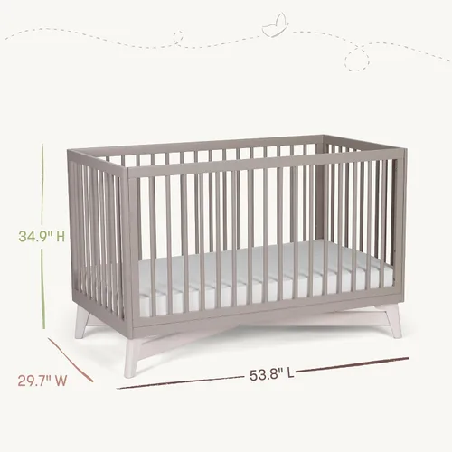 Vista 5 de Little Seeds Pala - Cuna convertible 4 en 1, color gris pardo/blanco lavado