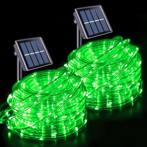 Vista 16 de JMEXSUSS 2 * 200 luces LED rosas solares tipo cuerda, 66 pies IP65 impermeables, luces solares de cadena para exteriores, 8 modos de luces navideñas