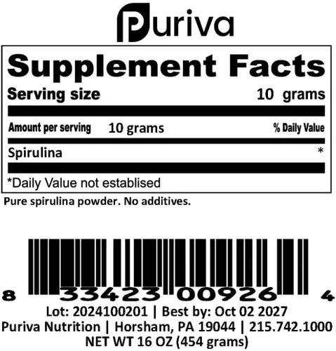 Vista 3 de Espirulina en polvo, 1 libra