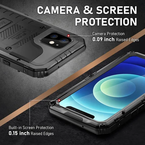 Vista 5 de Beasyjoy Funda para iPhone 12 - Impermeable, Grado Militar Resistente a Golpes con Protector de Pantalla Integrado, Protección Completa del Cuerpo