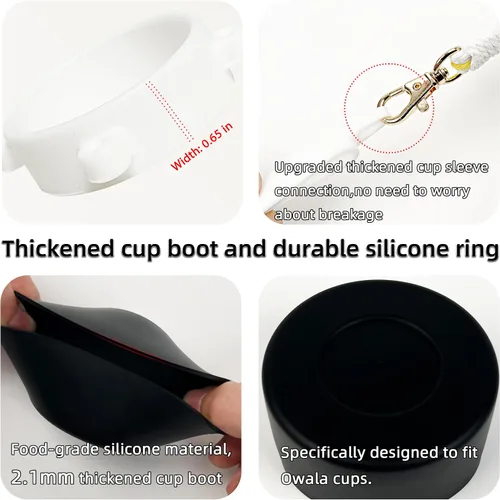 Vista 3 de Juego de fundas de silicona para botella de agua Owala de 24 oz, 32 oz, 40 oz - Incluye dije de dibujos animados y correa de mango de botella